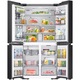 Хладилник French Door Samsung RM90F67CECEO, 654 л, Екран 9" AI Home, SmartThings AI Energy, Full No Frost, Hybrid & Metal Cooling, Диспенсър за вода/лед Beverage, Цифров инверторен компресор с изкуствен интелект, Клас E, Височина 185.3 см, Черно стъкло