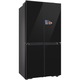 Хладилник French Door Samsung RM90F67CECEO, 654 л, Екран 9" AI Home, SmartThings AI Energy, Full No Frost, Hybrid & Metal Cooling, Диспенсър за вода/лед Beverage, Цифров инверторен компресор с изкуствен интелект, Клас E, Височина 185.3 см, Черно стъкло