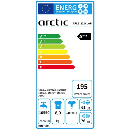Masina de spalat rufe Arctic APL81222XLAB, 8 kg, 1200 RPM, Clasa A+++, XL Door, Antracit