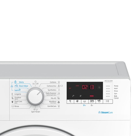 Masina de spalat rufe Slim Beko WRE7512XWW, 7 kg, 1000 RPM, Clasa A+++, Steam Cure, Display digital, Alb
