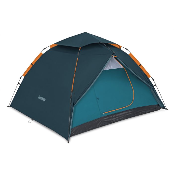 Cort Bestway Alpine Dome, 4 persoane, (70cm+2.10m) x 2.40m x 1.40m, sistem swift click, albastru