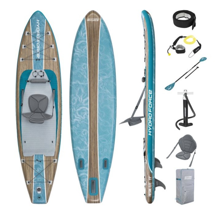 Set placa SUP Bestway Hydro-ForceFreeSoul Elite, 335 cm x 84 cm x 15 cm, pompa inclusa, padela aluminiu 217cm