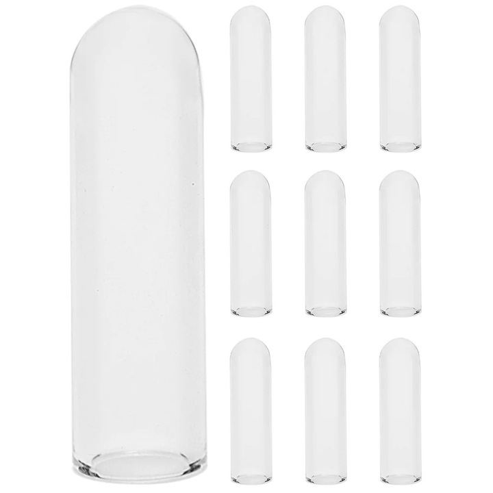 Set 10 bucati capace din sticla pentru paie, transparente, 4x0.8cm