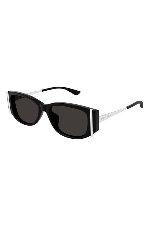 Alexander Mcqueen, Ochelari de soare cat-eye, 55-16-140, Negru/Argintiu
