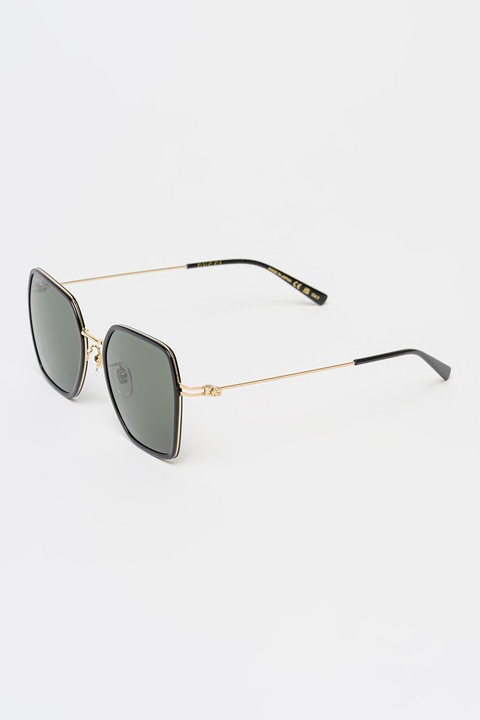 Gucci, Ochelari de soare hexafonali cu rama metalica, 53-19-150, Auriu