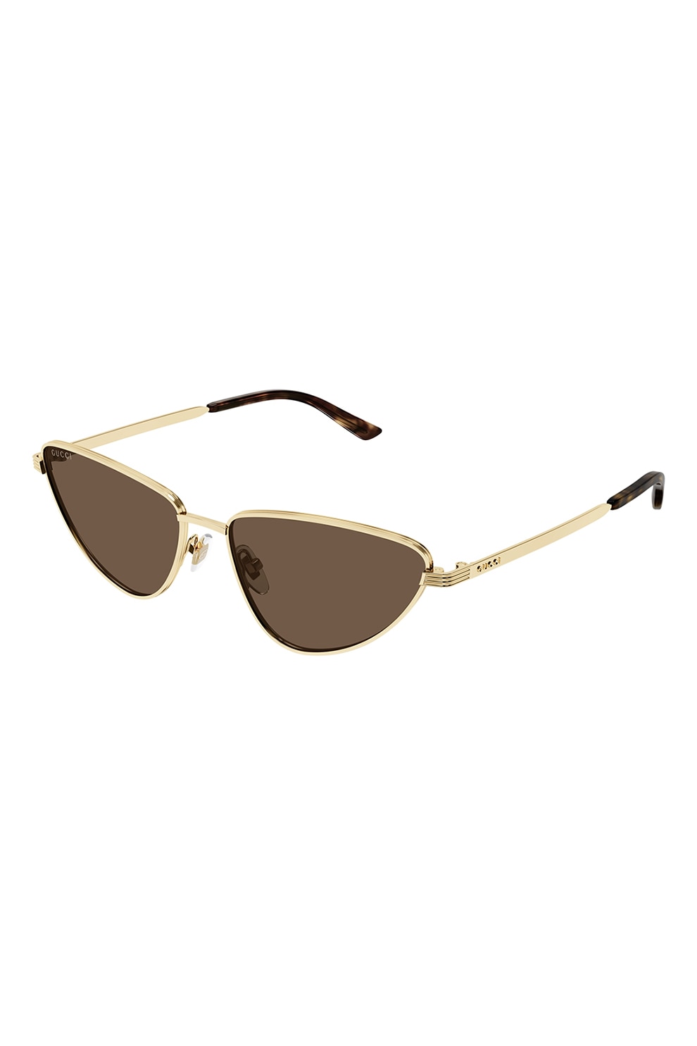 Gucci, Ochelari de soare cat-eye cu rama metalica, Auriu, Maro