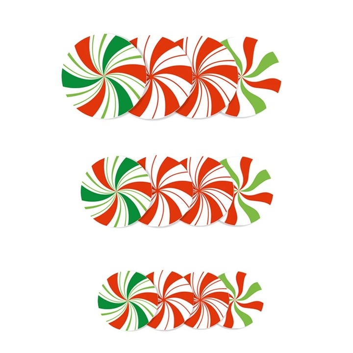 Set 12 Stickere Decorative PVC Rotunde Autocolante pentru Podea, Tema Candy, 28x28cm, Multicolor