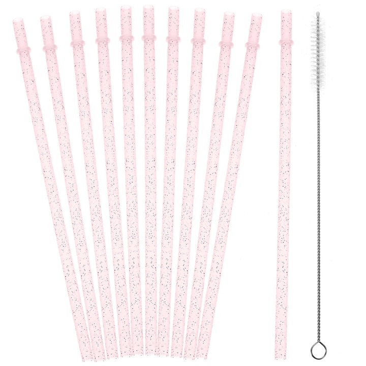 Set 25 paie reutilizabile roz, 0.70x0.70x23.00cm, pentru petreceri si bauturi