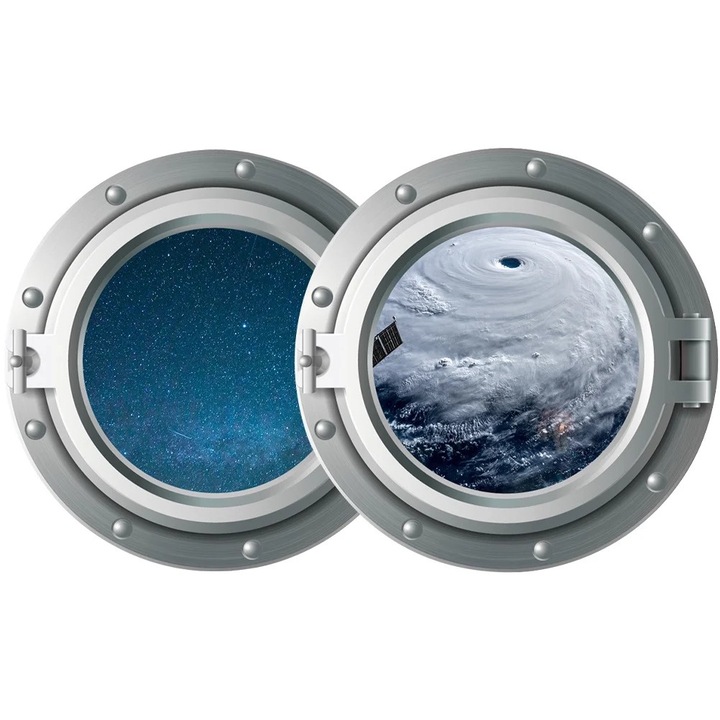Set 2 stickere decorative 3D planeta univers, PVC, asortat, 29x29cm