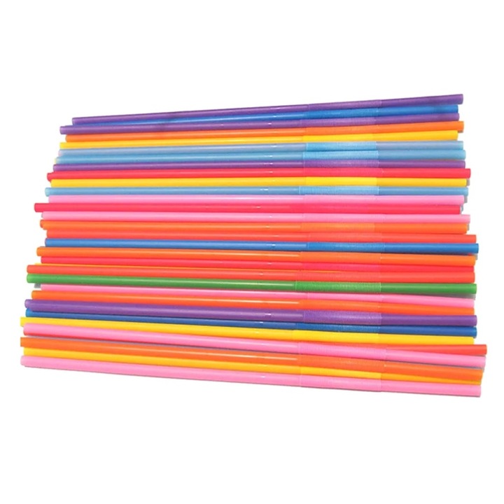Set 300 paie colorate din PP, 33x0.6cm, pentru petreceri, diverse culori