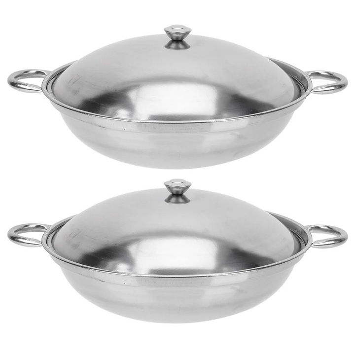 Set tigai inox, 2 bucati, argintiu, 22x22x6cm
