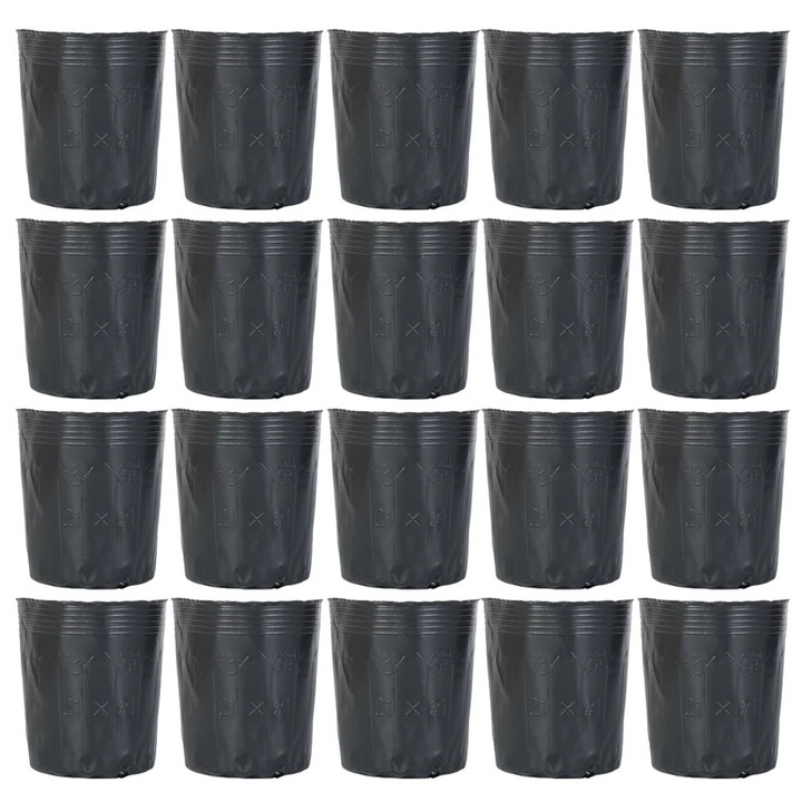 Set de ghivece ecologice din plastic, 12x12cm, pentru flori, plante si legume
