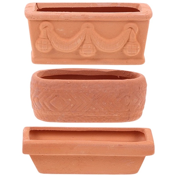 Set 3 ghivece din ceramica pentru plante, 5.20x2.50x2.10 cm, Maro