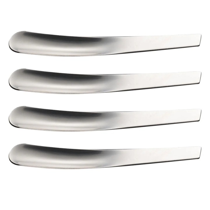 Set 4 linguri din inox, 10.70x1.50x0.20cm, argintii, pentru bauturi si deserturi
