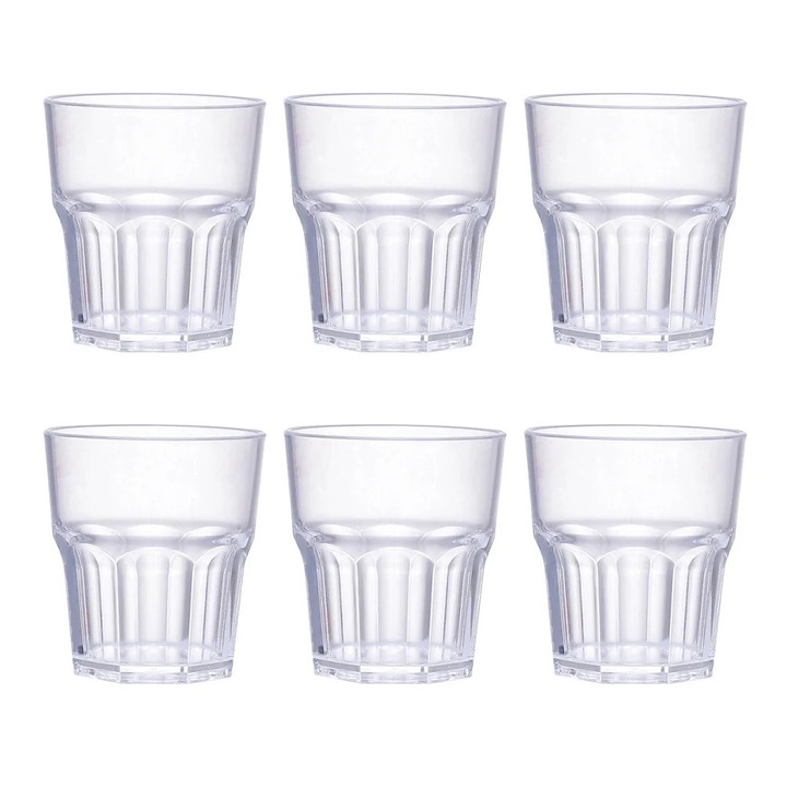 Set 6 Pahare Acrilice pentru Whiskey, Transparent, 35ml, 5x4.5cm