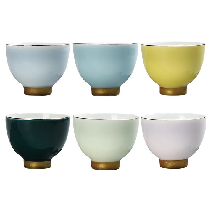 Set 6 Cani Kung Fu, ceramica, multicolor, 6.00x4.50x4.50cm