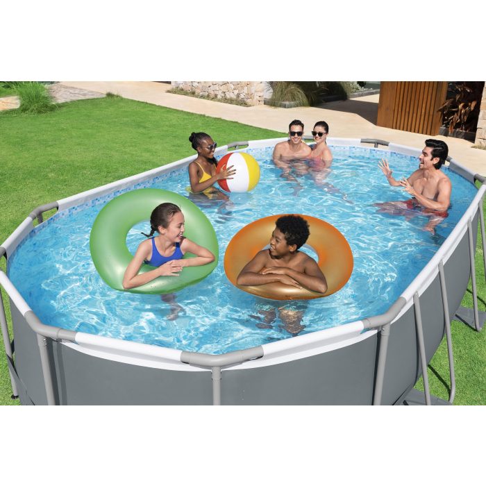 Piscina ovala Bestway, Steel Pro MAX, cu pompa, scara, prelata