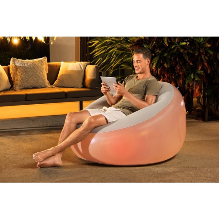Fotoliu gonflabil Bestway, cu Led Inflate-A-Chair, 102 x 97 x 71 cm