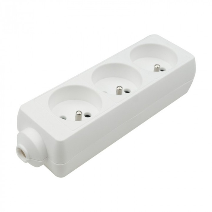 Удължител с 3 гнезда Ecolight стандартен без кабел бял