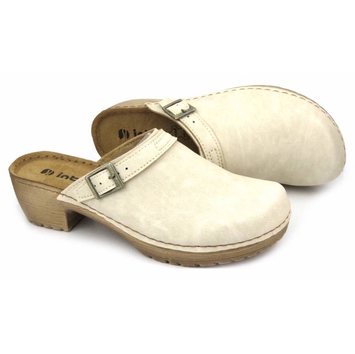 Női klumpa, INBLU, magassarkúval, bézs, eco-bőr