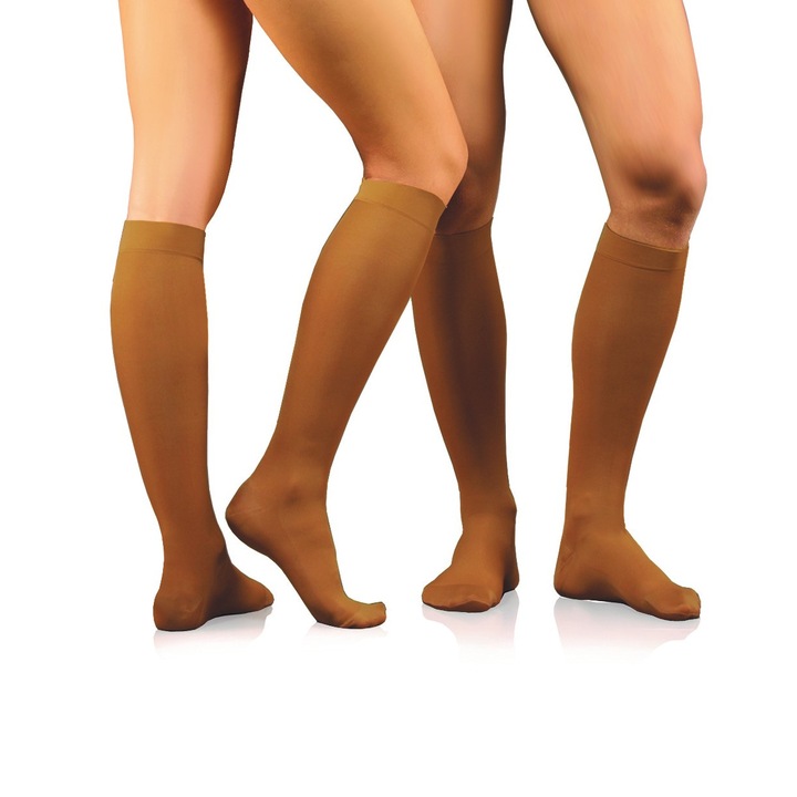 Ciorapi 3/4 LUX cu varf grad II de compresie - 2 (S) - Caramel