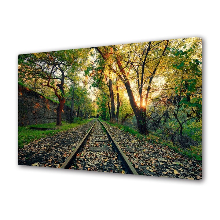 Tablou Canvas Peisaj de Toamna cu Calea spre tunel prin padure, 20 x 30 cm