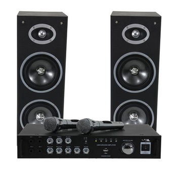 Set karaoke amplificator usb 2 microfoane + 2 boxe 6.5 Set karaoke amplificator usb 2 microfoane + 2 boxe 6.5