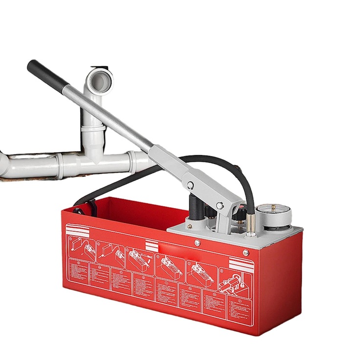 OEM Hidrosztatikus tesztszivattyú, 25 bar, 12 literes tartály, kétszelepes rendszer, 49x16x17cm