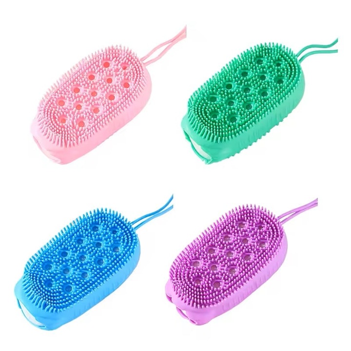 DUAIU fürdőszivacs, 4 darabos készlet, szilikonkefe, gyengéd hámlasztás, többszínű, ergonomikus kialakítás