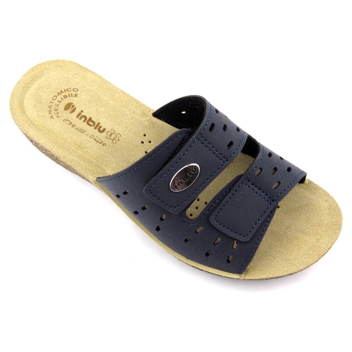 Slapi dama, INBLU, captuseala respirabila, bleumarin, piele ecologica