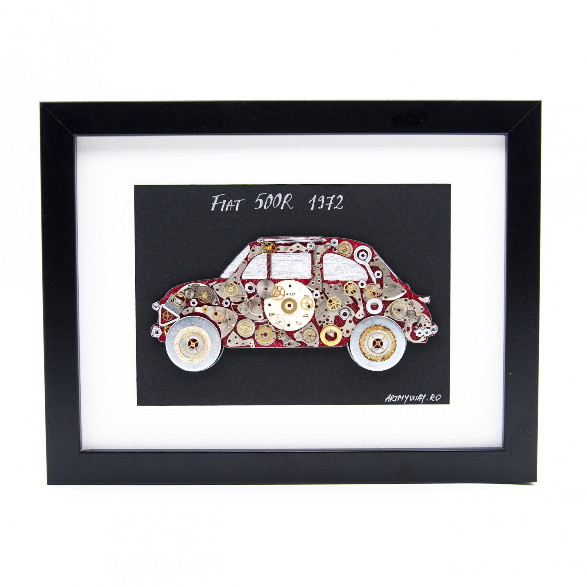 Tablou 3D Fiat 500 1972, Piese de Ceas, Colectie Artmyway