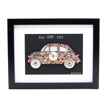 Tablou 3D Fiat 500 1972, Piese de Ceas, Colectie Artmyway Tablou 3D Fiat 500 1972, Piese de Ceas, Colectie Artmyway