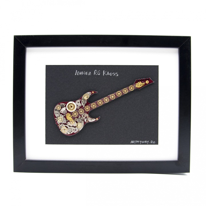 3D festés Ibanez RG Kaoss elektromos gitár, Steampnk, óraalkatrészek, Artmyway kollekció