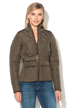 BRAVE SOUL, Jacheta matlasata cu garnituri din material reiat si curea, Verde inchis BRAVE SOUL, Jacheta matlasata cu garnituri din material reiat si curea, Verde inchis