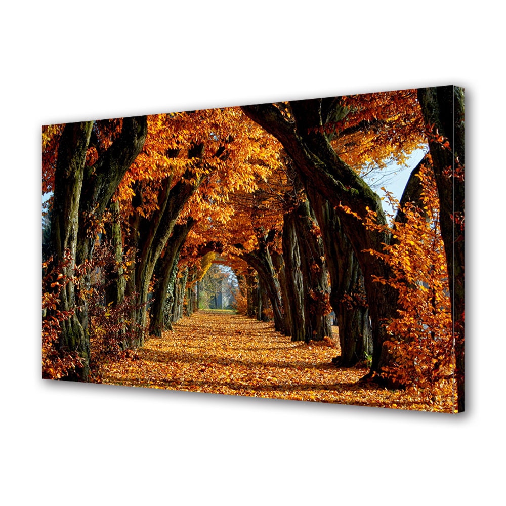 Tablou Canvas Peisaj de Toamna cu Aleea de frunze, 80 x 140 cm