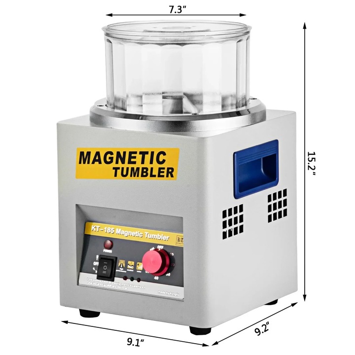 Mágneses ékszerfényező, 2000 RPM, kapacitás 1,5 kg, időzítő 1-60 perc, ezüst