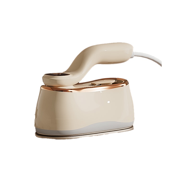 Fier de calcat cu aburi portabil, 2 in 1, 1000W, incalzire rapida 15 sec, rezervor 218ml, mini, culoare crem