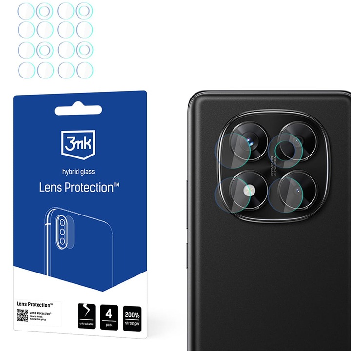 Комплект от 4 защитни стъкла за камера за Xiaomi Redmi Note 14 Pro 4G, прозрачни