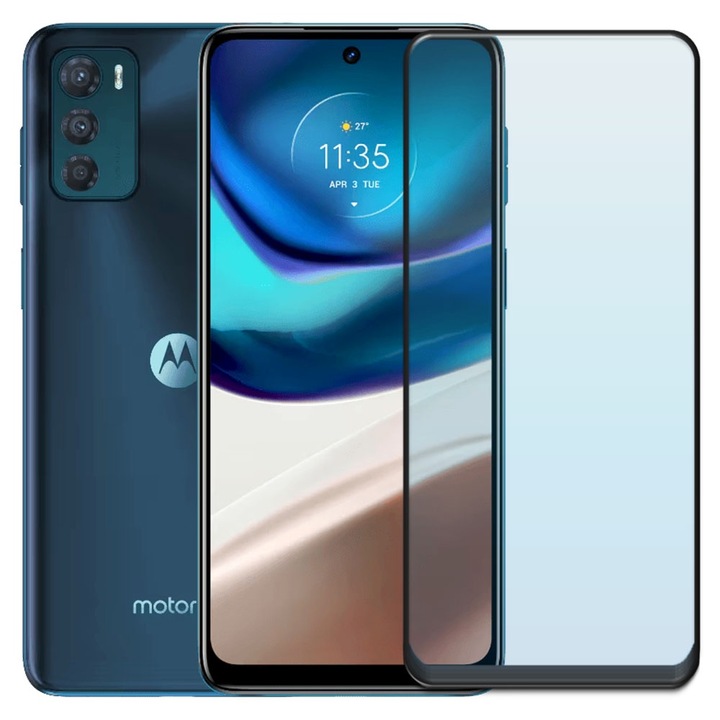 Folie din sticla securizata pentru Motorola Moto G42, HAMSTERBOX Glass Shield, Protectie completa ecran, Full face, Aplicare rapida, Case Friendly, Transparenta
