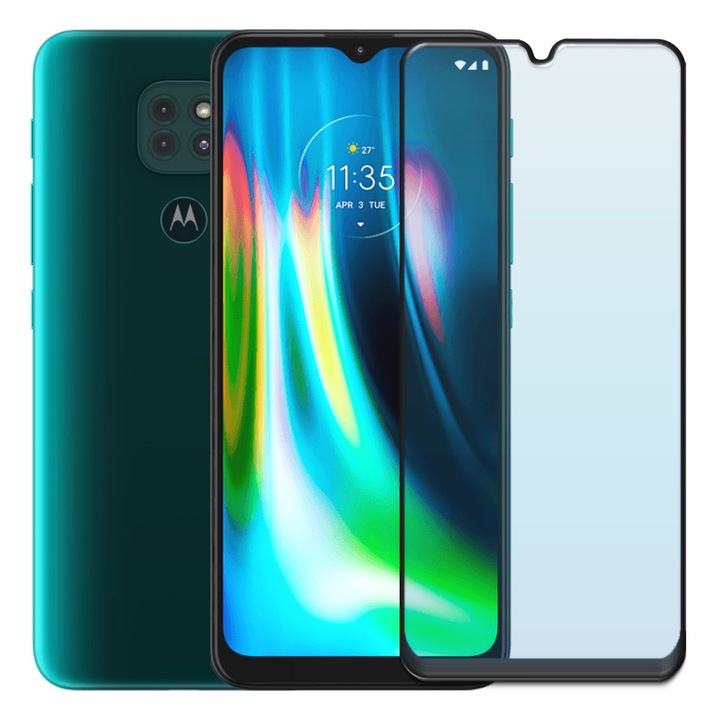 Folie din sticla securizata pentru Motorola Moto G9 Play, HAMSTERBOX Glass Shield, Protectie completa ecran, Full face, Aplicare rapida, Case Friendly, Transparenta
