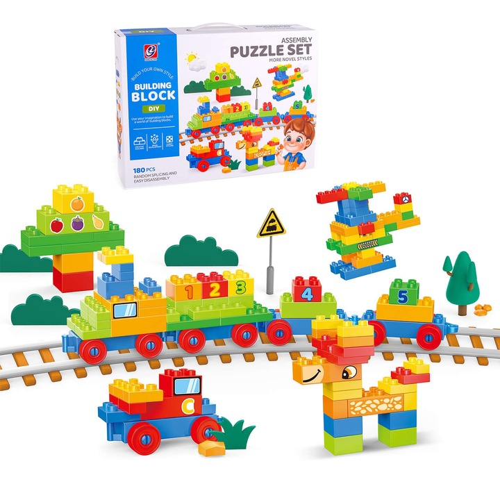 180 darabos építőkészlet - Building Blocks Gift Edition, Ideális ajándék gyerekeknek, Elegáns doboz fogantyúval