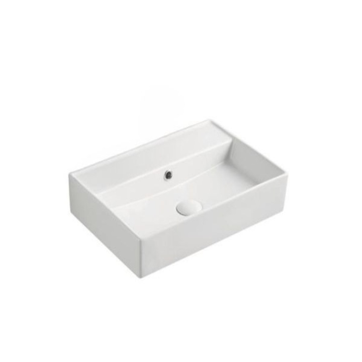 Lavoar Pe Blat, Romstal, Evolution, Patrat, Cu Orificiu Pentru Baterie, Fara Ventil, Ceramica, Alb Mat, 50X35X12Cm