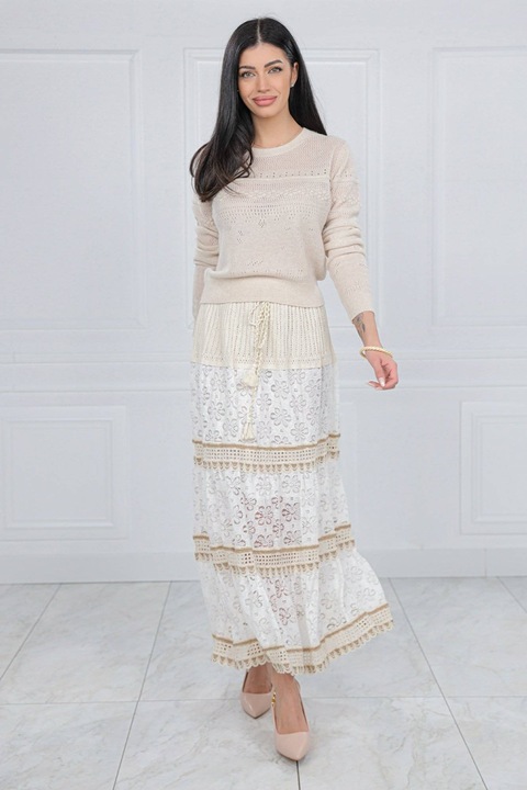 Fusta maxi cu dantela si tricot, ROH FR541