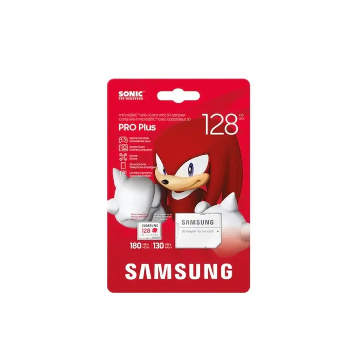 Card de memorie Samsung SONIC PRO PLUS, microSDXC, UHS-I, 128GB, Adaptor
