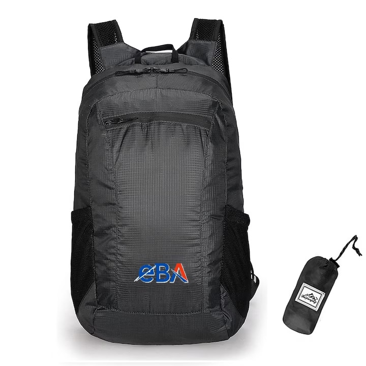 Rucsac pliabil drumetii eBA®, rezistent la ploaie si usor, bretele reglabile, capacitate mare 20L, negru