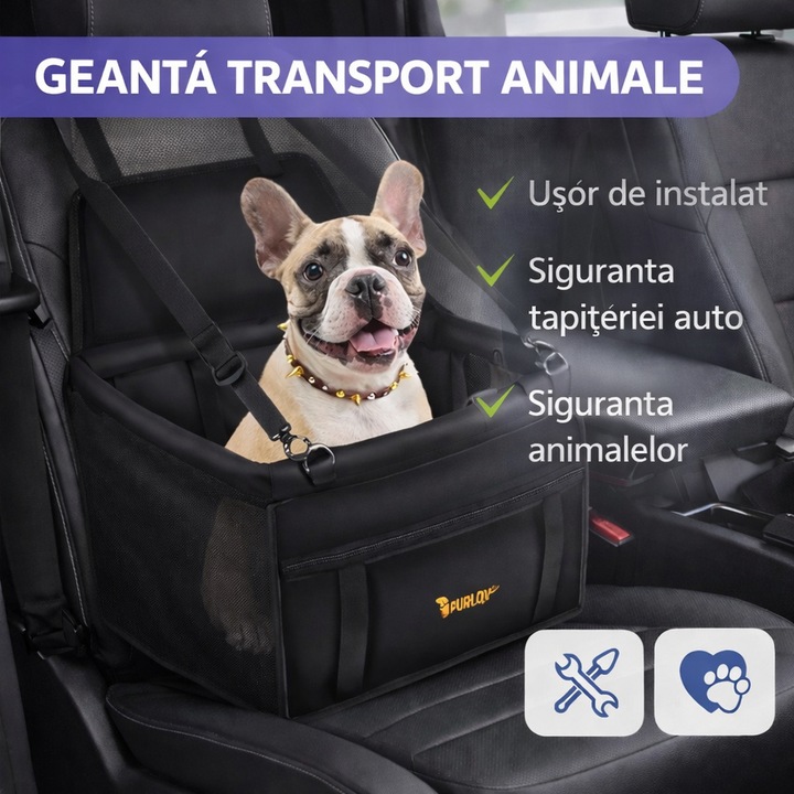 Geanta Transport Animale tip Scaun Auto, Impermeabil, Pentru Caine, Pisica, Iepure, 40x40x32cm