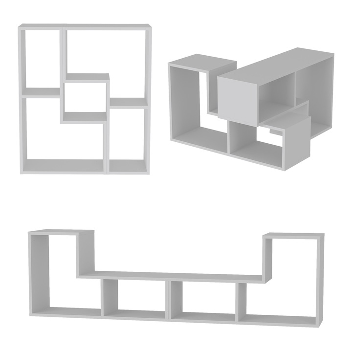 Set 2 module-raft, en.casa, Hustersurd, 91, 5 x 54 x 30 cm, pal, alb