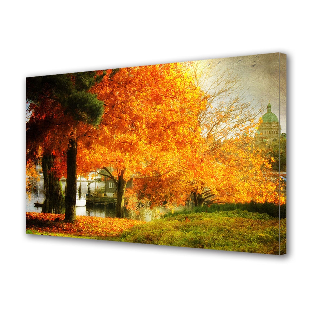 Tablou Canvas Peisaj de Toamna cu Toamna in oras, 80 x 140 cm