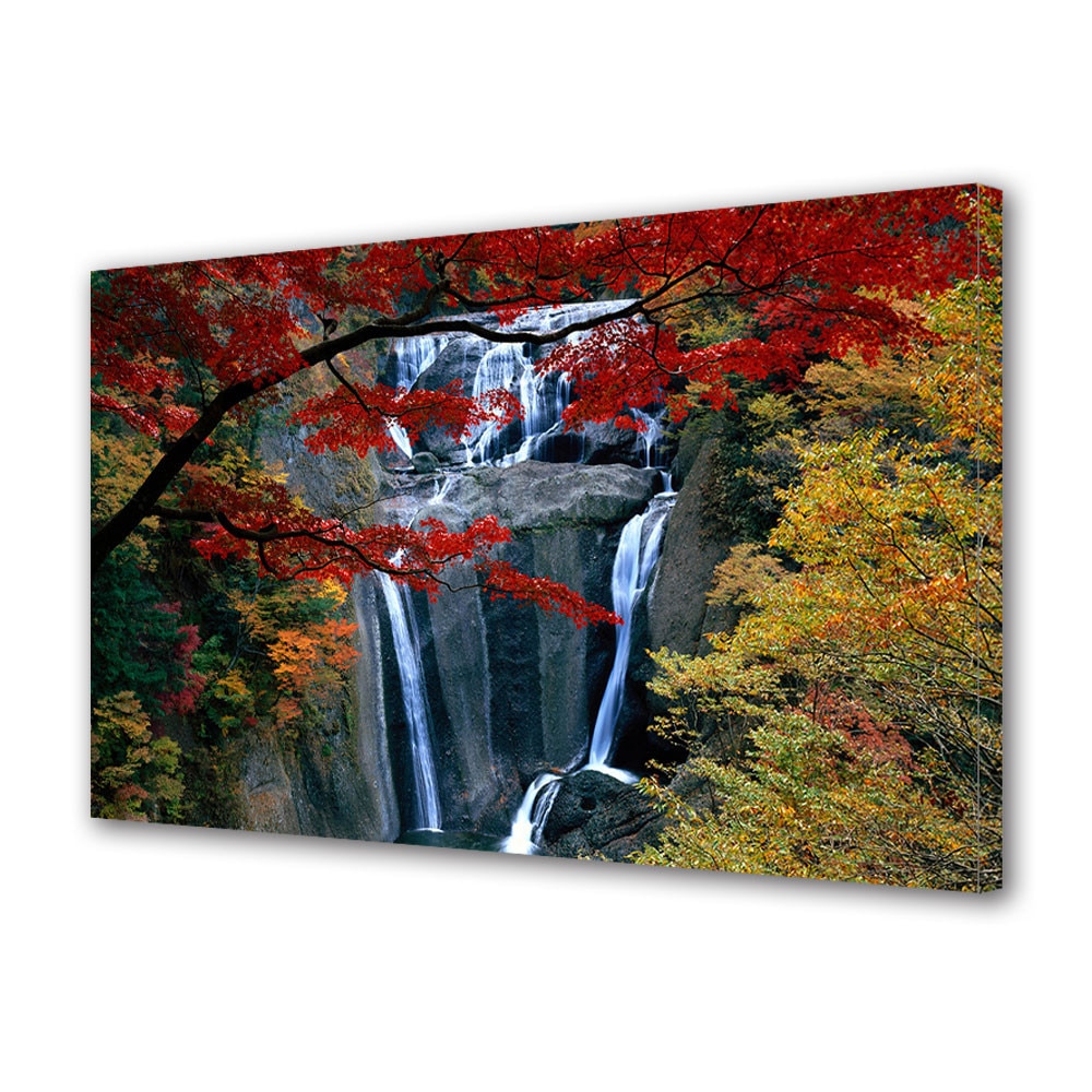 Tablou Canvas Peisaj de Toamna cu Cascade inalte, 80 x 160 cm