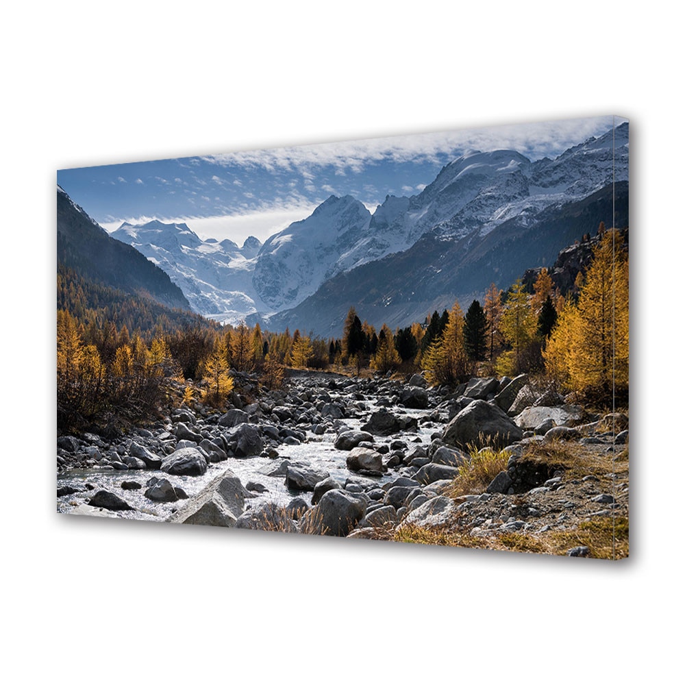 Tablou Canvas Peisaj de Toamna cu Albia raului, 70 x 100 cm